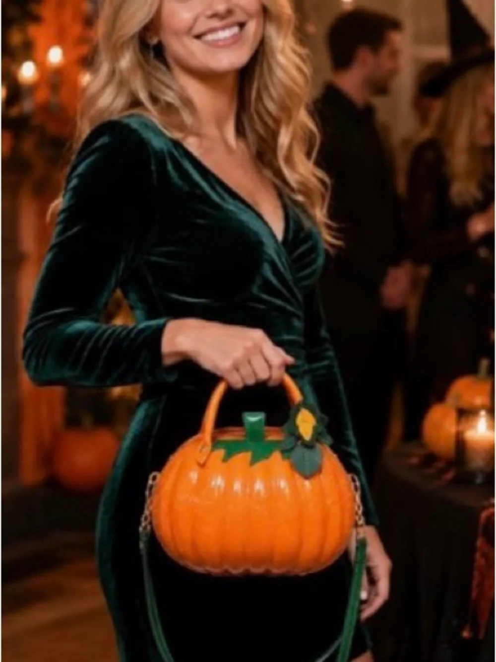 Pumpkin Crossbody Bag with Strap - 3D Glossy